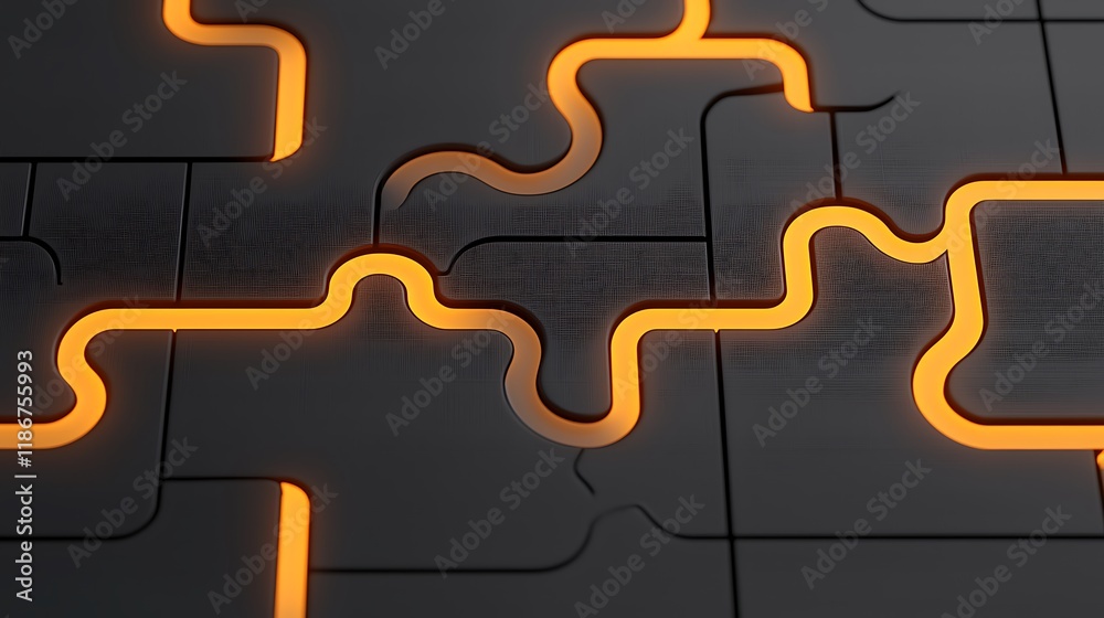 Poster abstract close-up of a circuit board featuring glowing lines and intricate patterns in a dark backgr