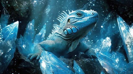 Iguana with neon lights