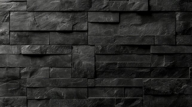 "Smooth Black Brick Wall Texture Ideal for Background or Wallpaper"