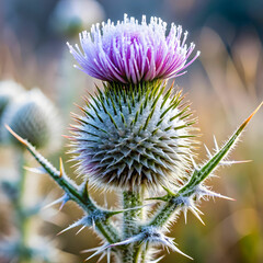A traditional Scottish thistle delicately adorned with frost