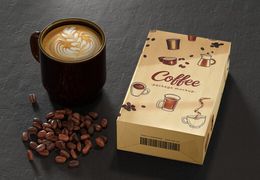 Coffee Packaging With Mug Mockup