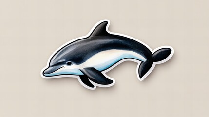 Fototapeta premium Adorable illustration of a Commerson's dolphin, playfully leaping through the water. Perfect for nature lovers!