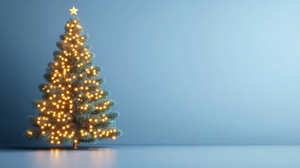 Minimalist Christmas Tree with Lights and Star