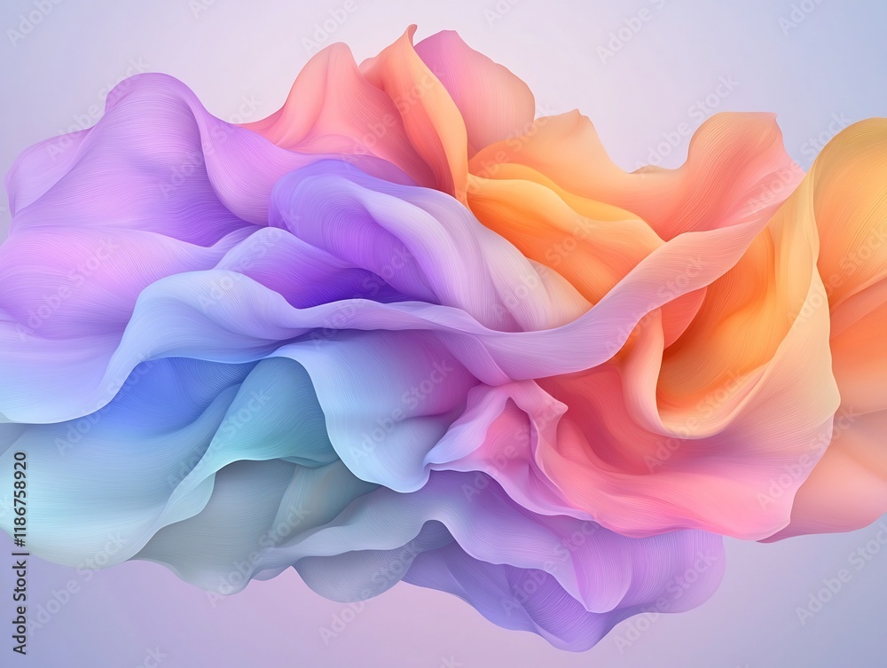Poster captivating abstract of undulating organic forms in a mesmerizing luminescent arrangement with prism