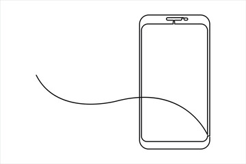 Continuous one line art drawing of smartphone. Mobile phone touch screen gadget modern technology design vector illustration