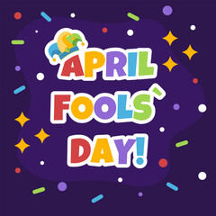 April Fools Day Square Banner Design. Greeting Card Template. Vector Illustration
