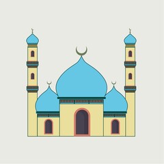 Illustration of a Blue Dome Mosque
