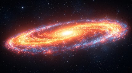 Fototapeta premium Fiery spiral galaxy in deep space.