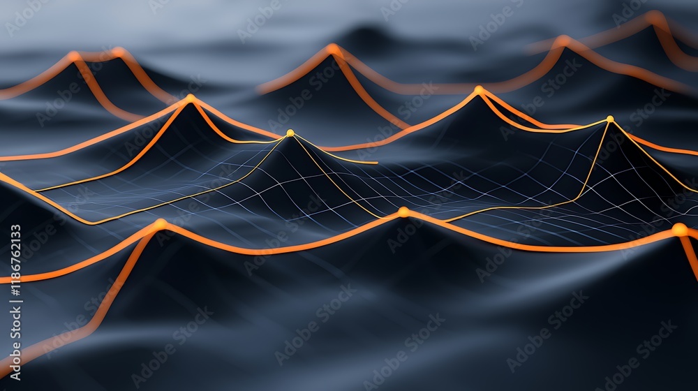 Aufkleber abstract representation of cybernetic connections with flowing waves and dynamic patterns in dark to