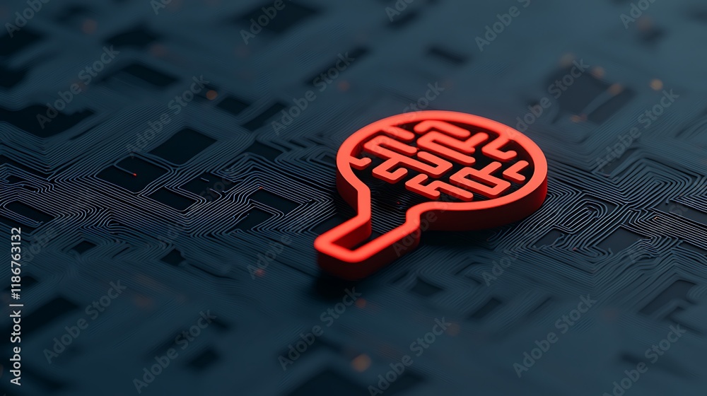 Poster abstract digital visualization of a brain design featuring circuit patterns and modern aesthetic ele