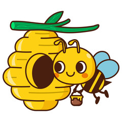 Funny Honey Bee Cartoon, Sweet happy spring