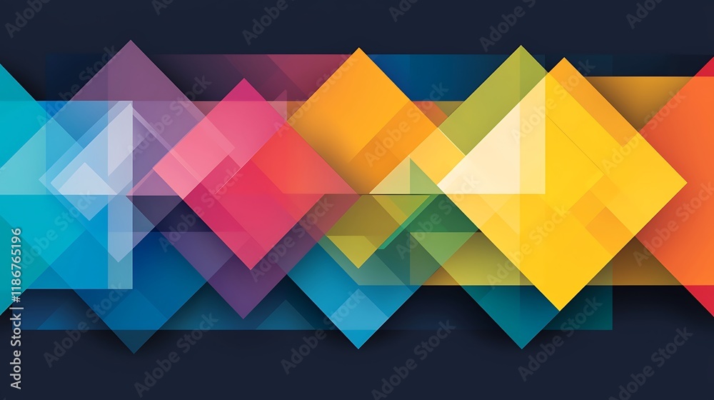 Poster a captivating display of interlocking hexagons and geometric shapes in vibrant colors, creating a me