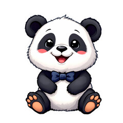 Cute Cartoon Panda Wearing a Bow Tie