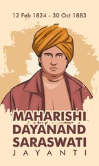 Vector illustration of Swami Dayananda Saraswati Jayanti social media template