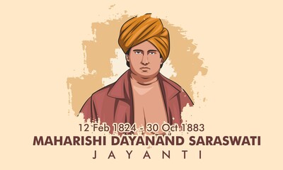 Vector illustration of Swami Dayananda Saraswati Jayanti social media template