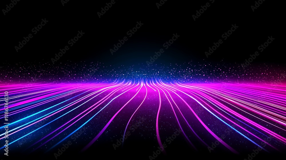 Poster ethereal floating grid structure in a digital realm radiating vibrant colors and patterns in an abst