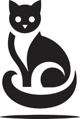 A cat  silhouette, icon,  white background