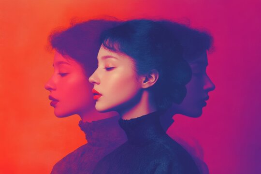 a versatile personality, a concept. A vivid portrait with the style of color decomposition,
