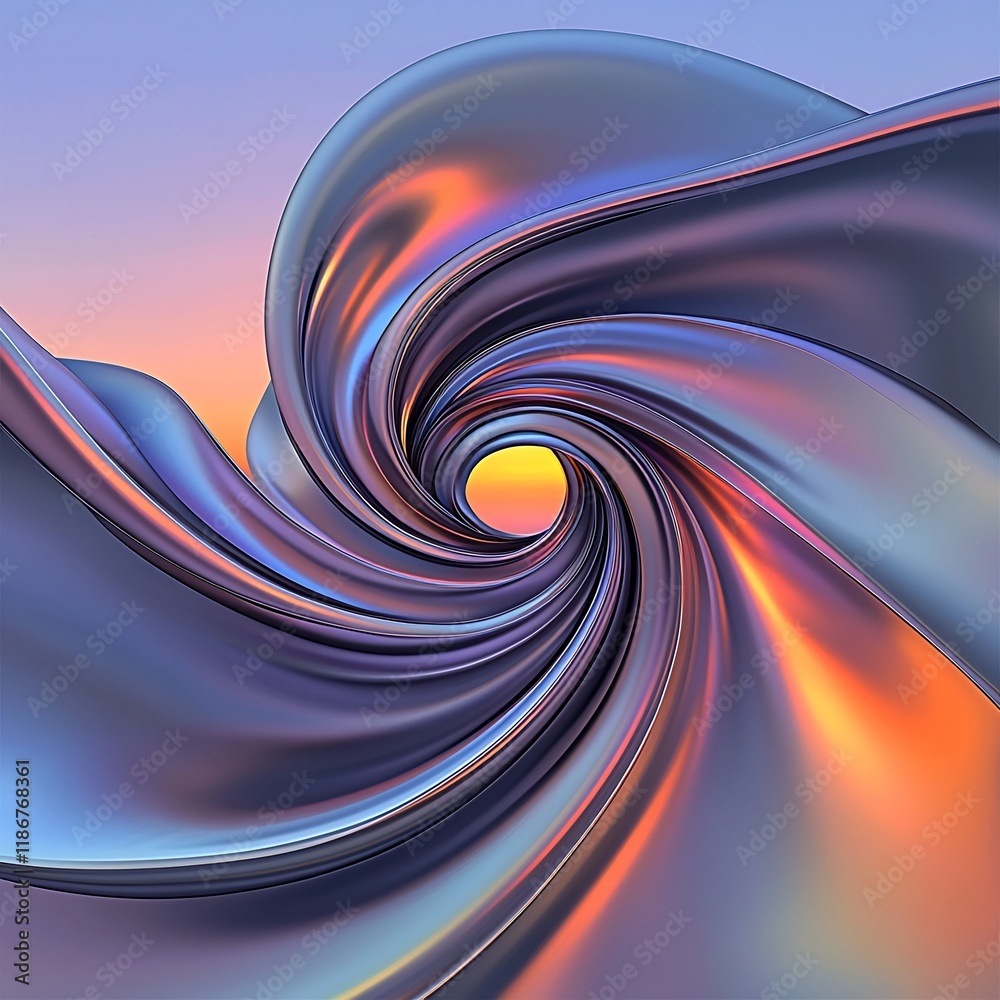 Poster mesmerizing metallic forms swirling in a captivating prismatic spectrum creating a visually striking