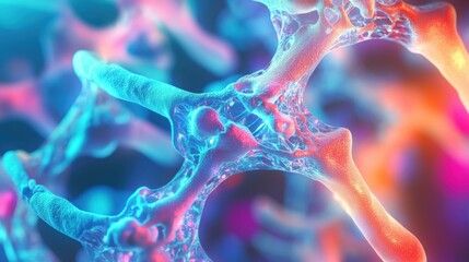 Microscopic Cellular Structure: A Vivid Exploration of Neon-Tinted Biology