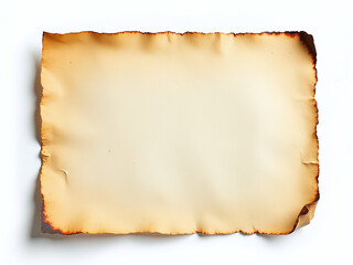 Aged Paper With Scorched Edges Is Delicately Placed Against A Pure White Backdrop, Creating A Subtle Yet Striking Visual Effect. 00003