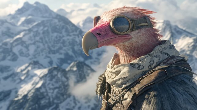 A condor wearing a