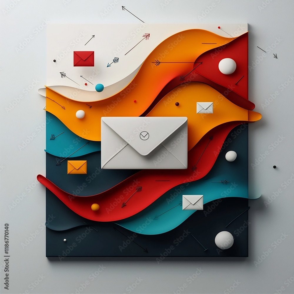 Poster vibrant and dynamic abstract geometric landscape showcasing an interactive freehand user interface w