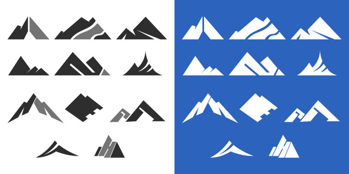 Mountain silhouette icon vector set for logo