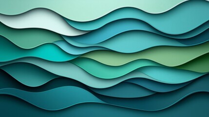 Fototapeta premium Mesmerizing abstract background design with undulating iridescent waves in a captivating blend of serene blue and lush green hues