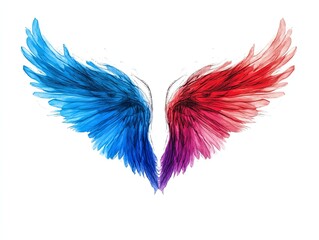 A handdrawn heart with wings, love concept, boho sketch style, soft pastel colors, isolated on white background