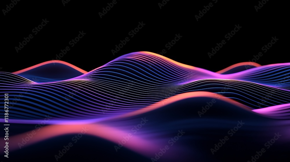 Fototapete Dynamic Visualization of Quantum Computing Concepts with Vibrant Waves and Fluid Motion in Digital Space for Abstract Art Usage