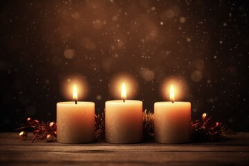Fourth Advent Obituary Banner: Candlelight on Panorama Background for Greeting Cards and Funerals