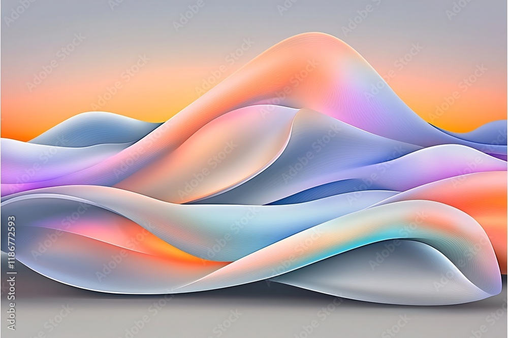 Poster captivating abstract background design featuring undulating iridescent waves in soft gradient colors