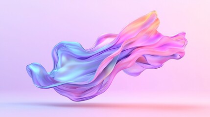 Fototapeta premium Shimmering Cosmic Swirls Vibrant Fluid Shapes in Ethereal Digital Art Landscape Abstract wavy iridescent forms in a dynamic