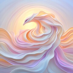 Mesmerizing Pastel Swirls of Ethereal Liquid Gradients and Shimmering Organic Forms   A captivating digital artwork with dynamic flowing waves of pastel colors glowing gradients