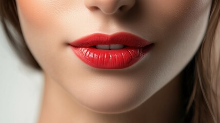 Obraz premium Closeup Beautiful red lips of a young woman