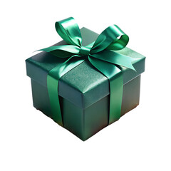 Obraz premium green color gift box isolated on white