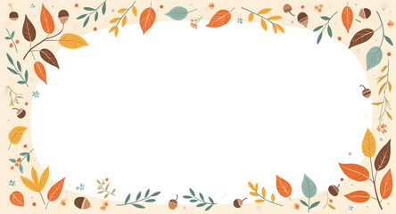 Autumn Leaves and Acorns Frame Border