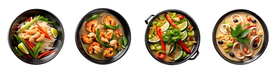 Set of delicious food