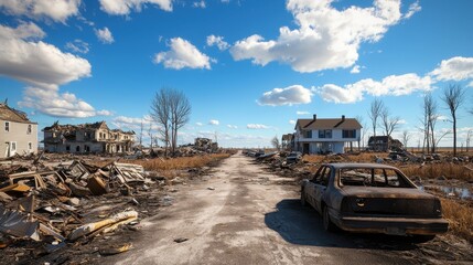 Devastating storm aftermath in rural town homes reduced to rubble evacuation stories amid natural disasters