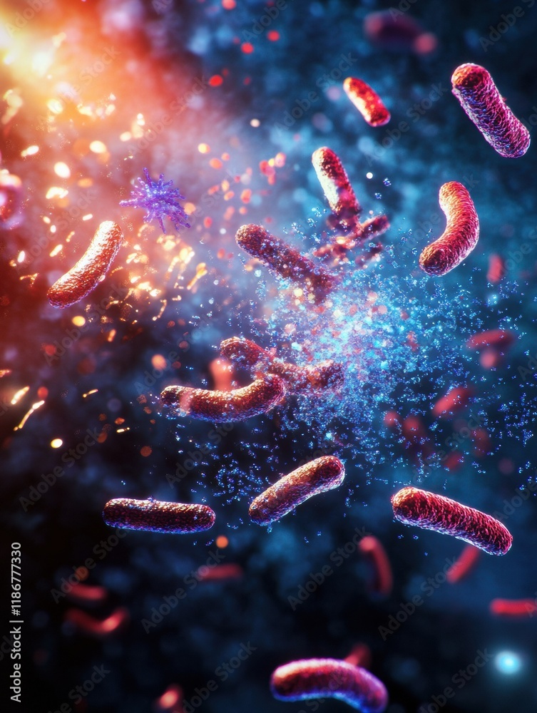 Leinwandbilder antibodies target virus in a vivid representation of immune response dynamics. generative ai