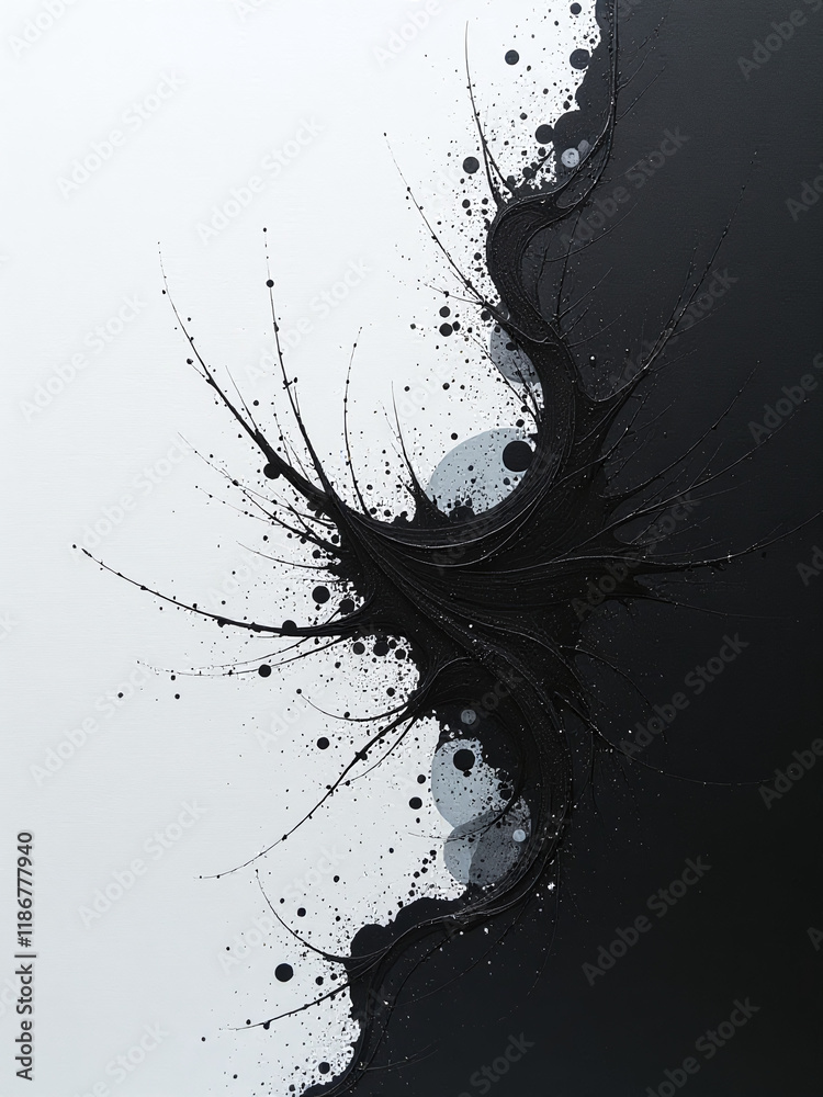 Poster abstract modern art acrylic canvas painting created using artificial intelligence technology to gene