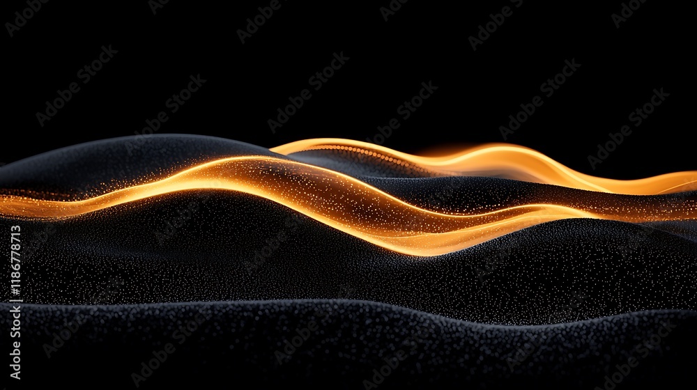 Fototapete Abstract Visual Representation of Data Flow with Streams of Light and Texture in Dynamic Curves Against a Dark Background