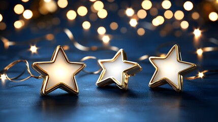 Tranquil Cosmic Background with Stars on Dark Blue Surface