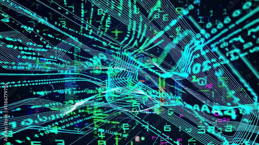 Poster exploration of digital data flowing through a dynamic virtual network at an abstract level