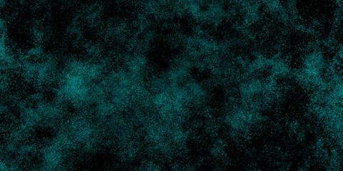 Atmospheric mystic smoke background. Aquamarine smoke cloud on black background. Light texture on dark sky. Grunge Dramatic dark sky with heavy overcast stormy clouds. Vintage background with space.