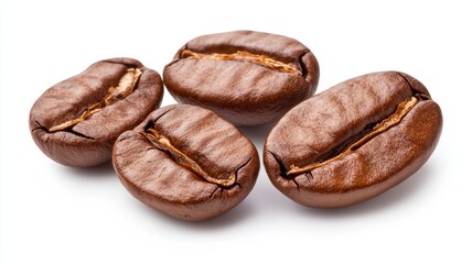Obraz premium Flavor originating from coffee beans. Coffee beans on white isolate background