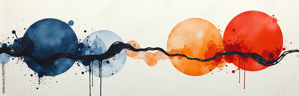 Aufkleber abstract art combines creative minimalist elements of shape, stain, and modern style on a canvas usi