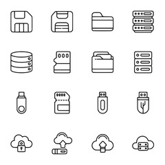 Data storage icons set
