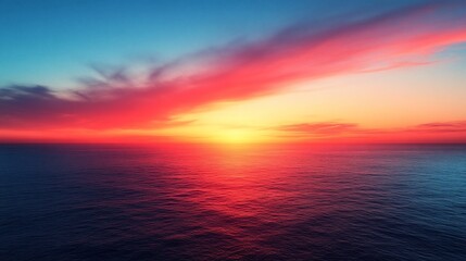 Fototapeta premium Vibrant Sunset Over Calm Ocean Waters Displaying Stunning Colors